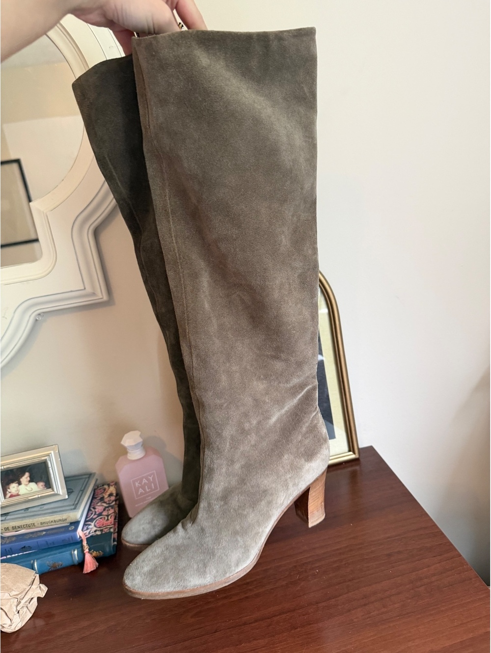Vince Gray Suede Slouchy Boots | Size 8.5